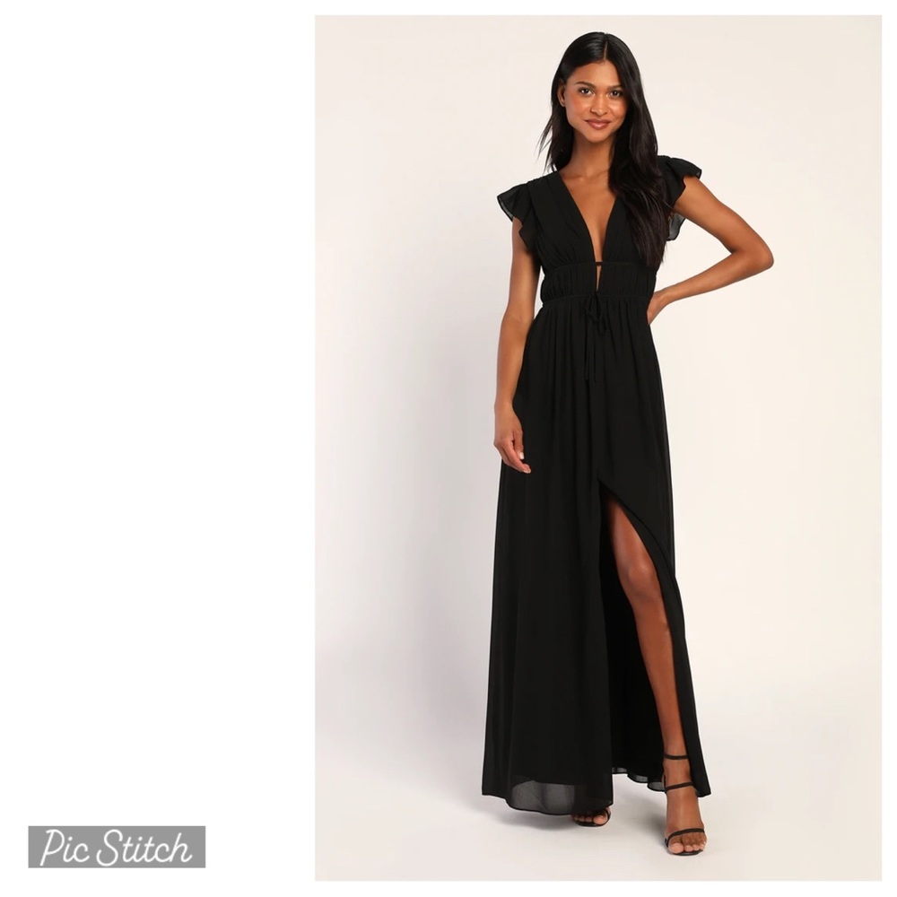 Lulu’s I'm All Yours Black Ruffled Maxi Dress